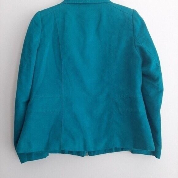 TANJAY Jacket Blazer Faux Suede Teal Blue Sz 6 P - Picture 9 of 11